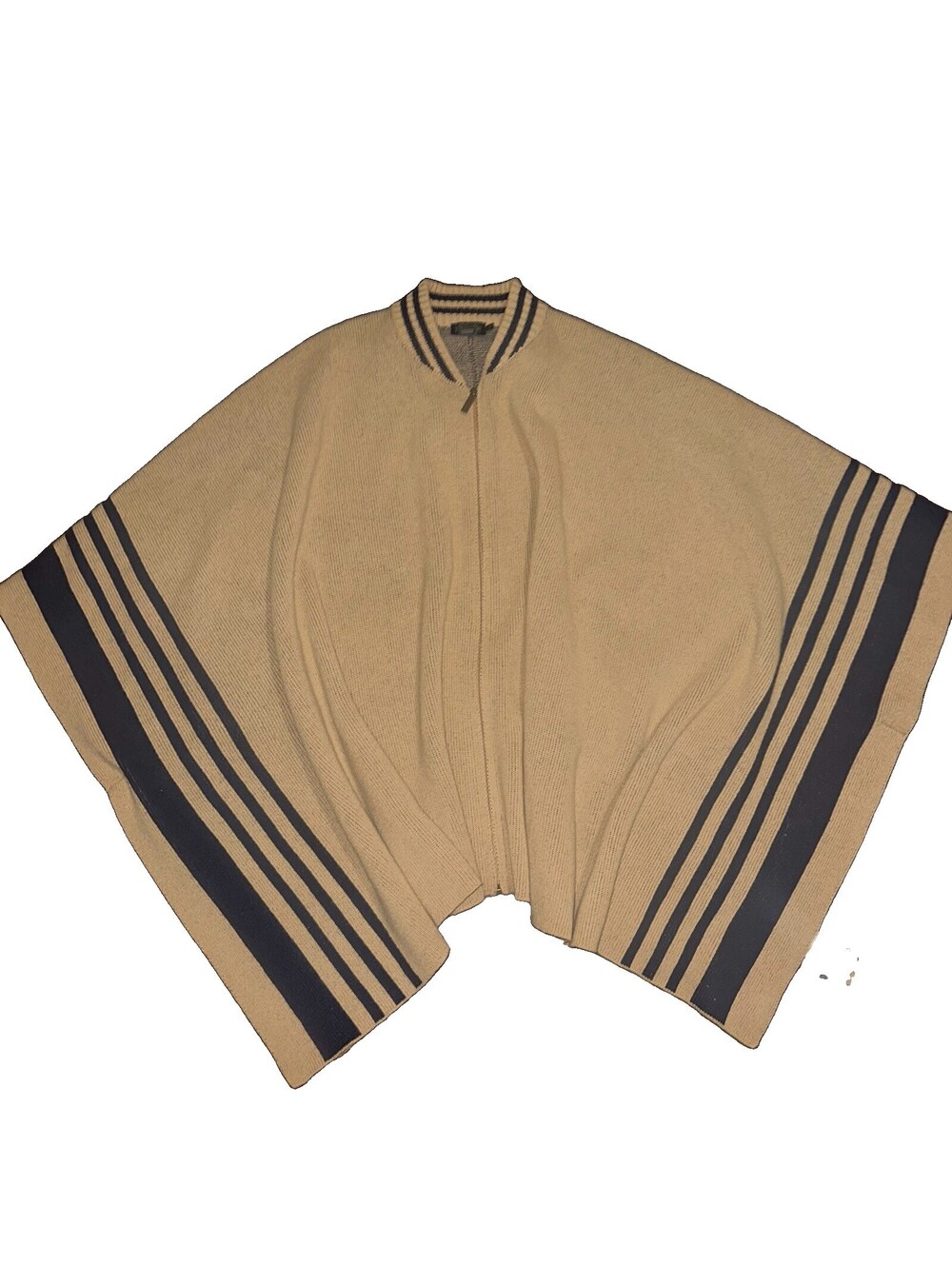 Pendleton Brown Tan Lambswool Blanket Cape L-XL Oversized 100% Wool Poncho Zip